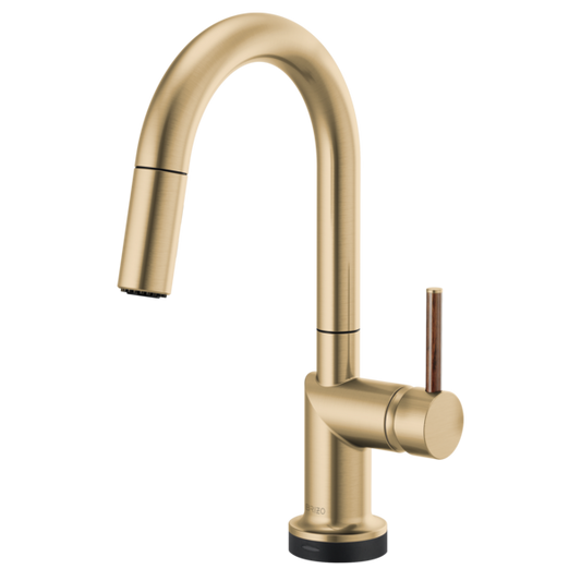 BRIZO 64975LF SmartTouch Pull-Down Prep Kitchen Faucet with Arc Spout - Wood Lever Handle