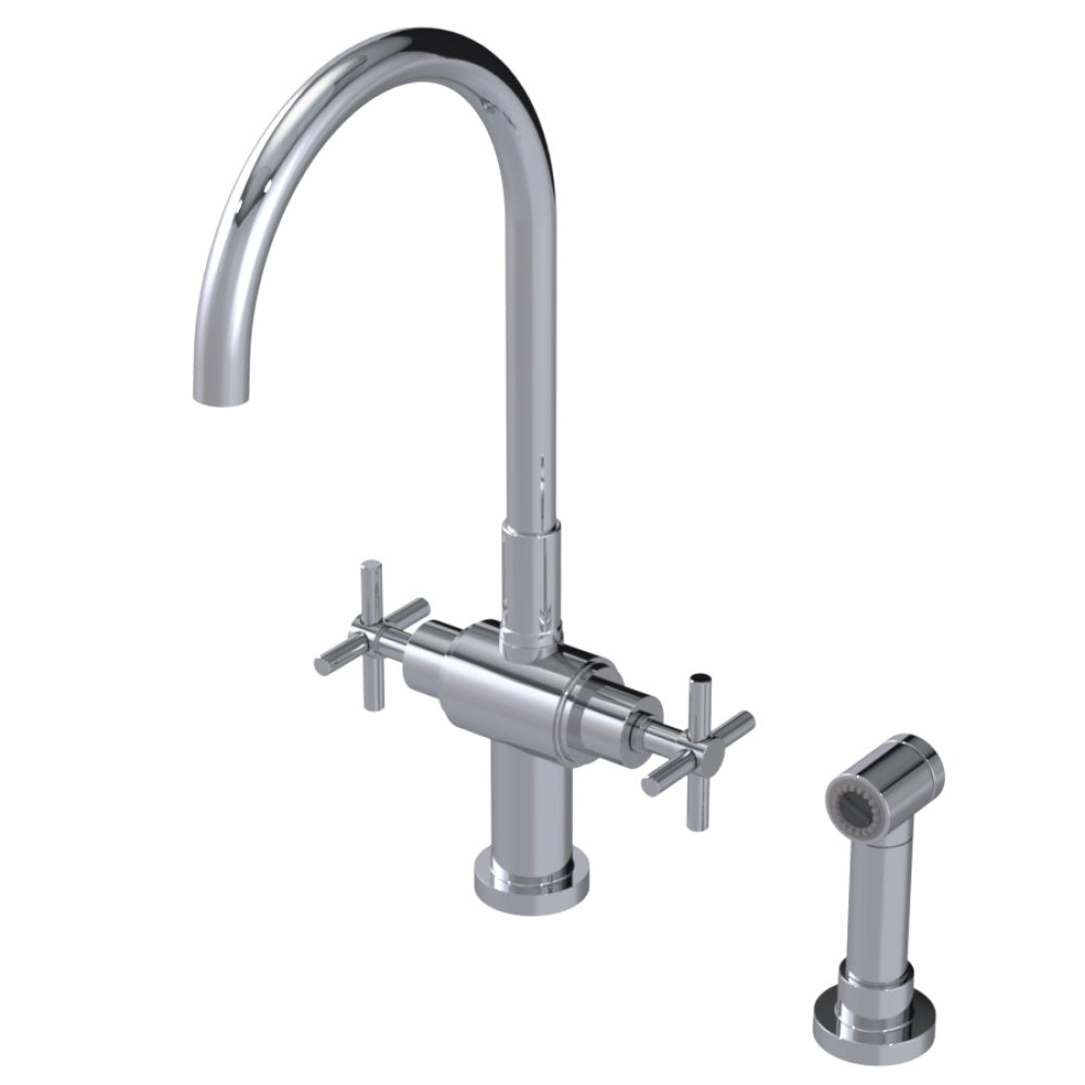 RUBINET 8DGLSC Two Handle Single Hole Kitchen Set With Lasalle Spout With Hand Spray