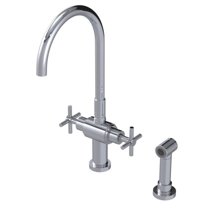 RUBINET 8DGLSC Two Handle Single Hole Kitchen Set With Lasalle Spout With Hand Spray