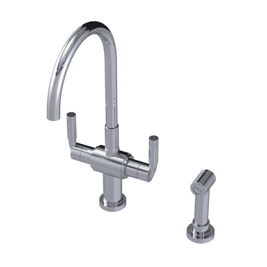 RUBINET 8DNVSL Two Handle Single Hole Kitchen Set With Hand Spray