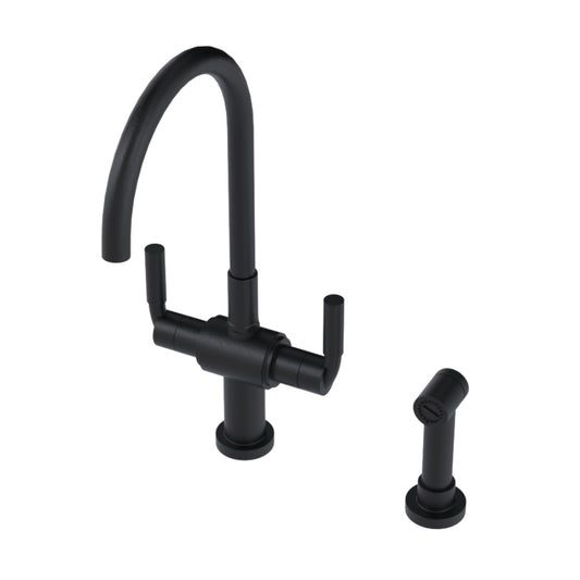 RUBINET 8DNVSL Two Handle Single Hole Kitchen Set With Hand Spray