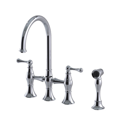RUBINET 8UFML Kitchen Bridge Faucet With Hand Spray