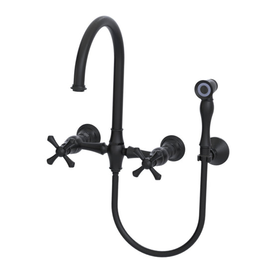 RUBINET 8XFMC Wall Mount Kitchen Bridge Faucet With Hand Spray