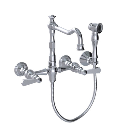 RUBINET 8XHXL Wall Mount Kitchen Bridge Faucet With Hand Spray