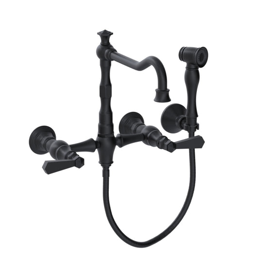 RUBINET 8XHXL Wall Mount Kitchen Bridge Faucet With Hand Spray