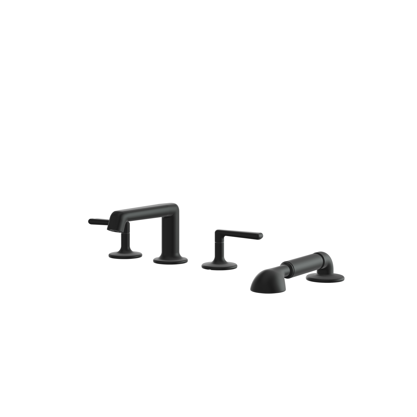 4-PIECE DECKMOUNT TUB FILLER WITH HANDSHOWER AND 2 MIXERS