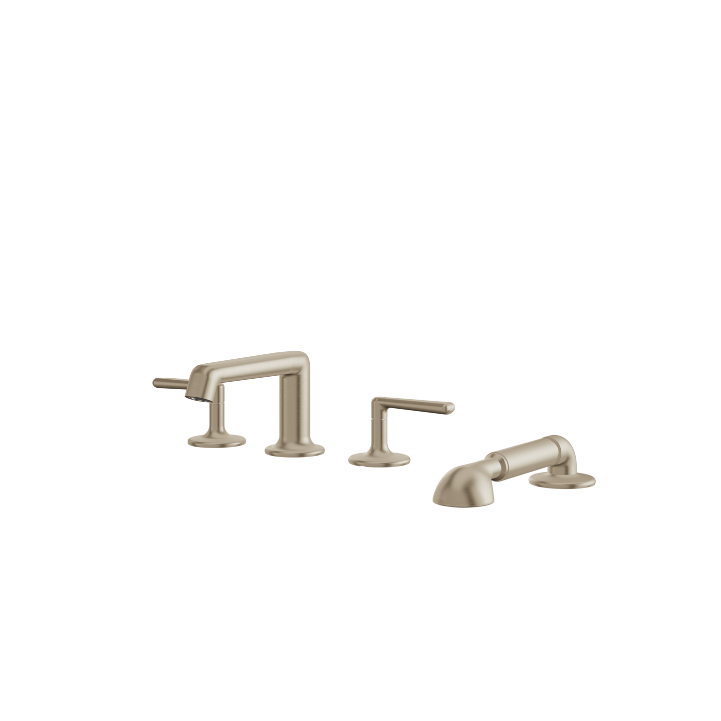 4-PIECE DECKMOUNT TUB FILLER WITH HANDSHOWER AND 2 MIXERS