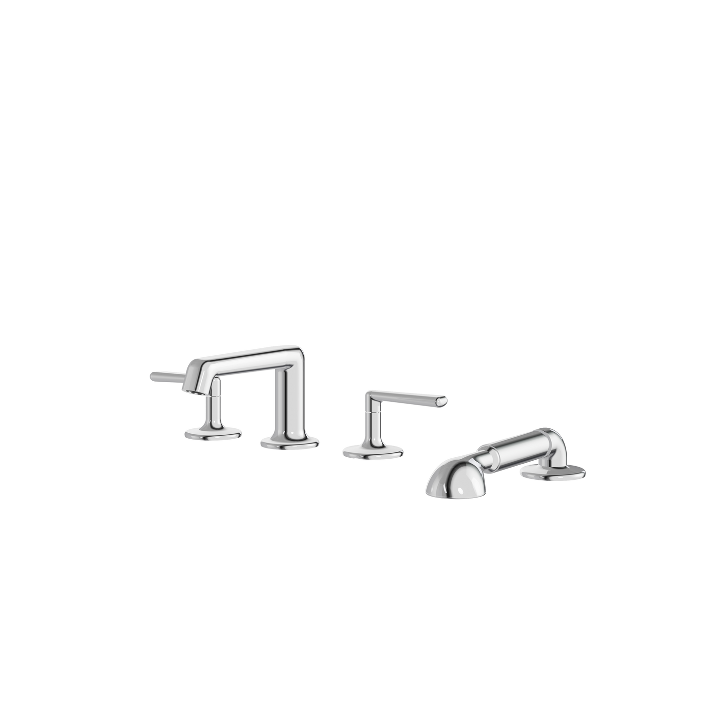 4-PIECE DECKMOUNT TUB FILLER WITH HANDSHOWER AND 2 MIXERS