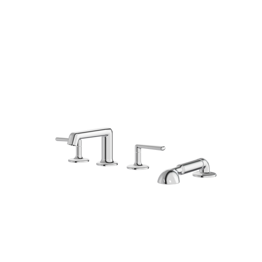 4-PIECE DECKMOUNT TUB FILLER WITH HANDSHOWER AND 2 MIXERS