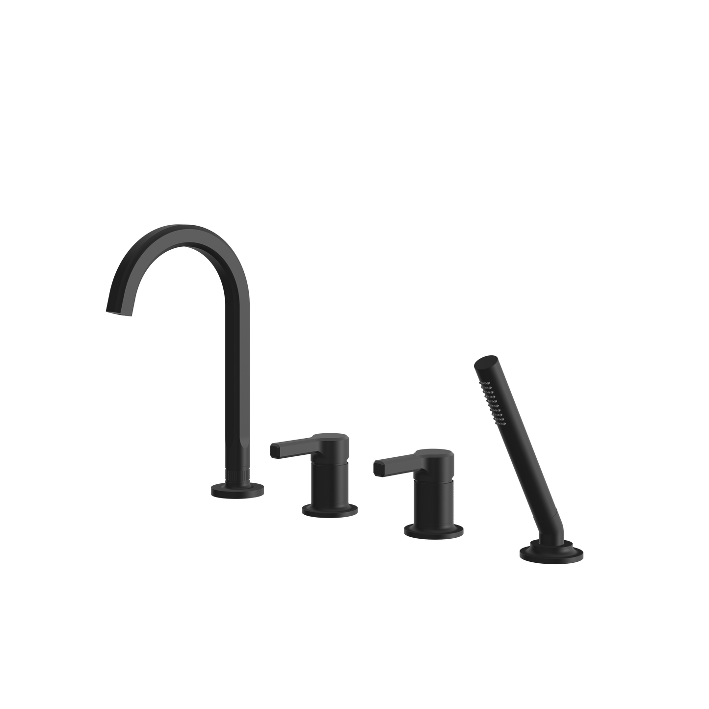 4-PIECE DECKMOUNT TUB FILLER WITH HANDSHOWER AND 2 MIXERS