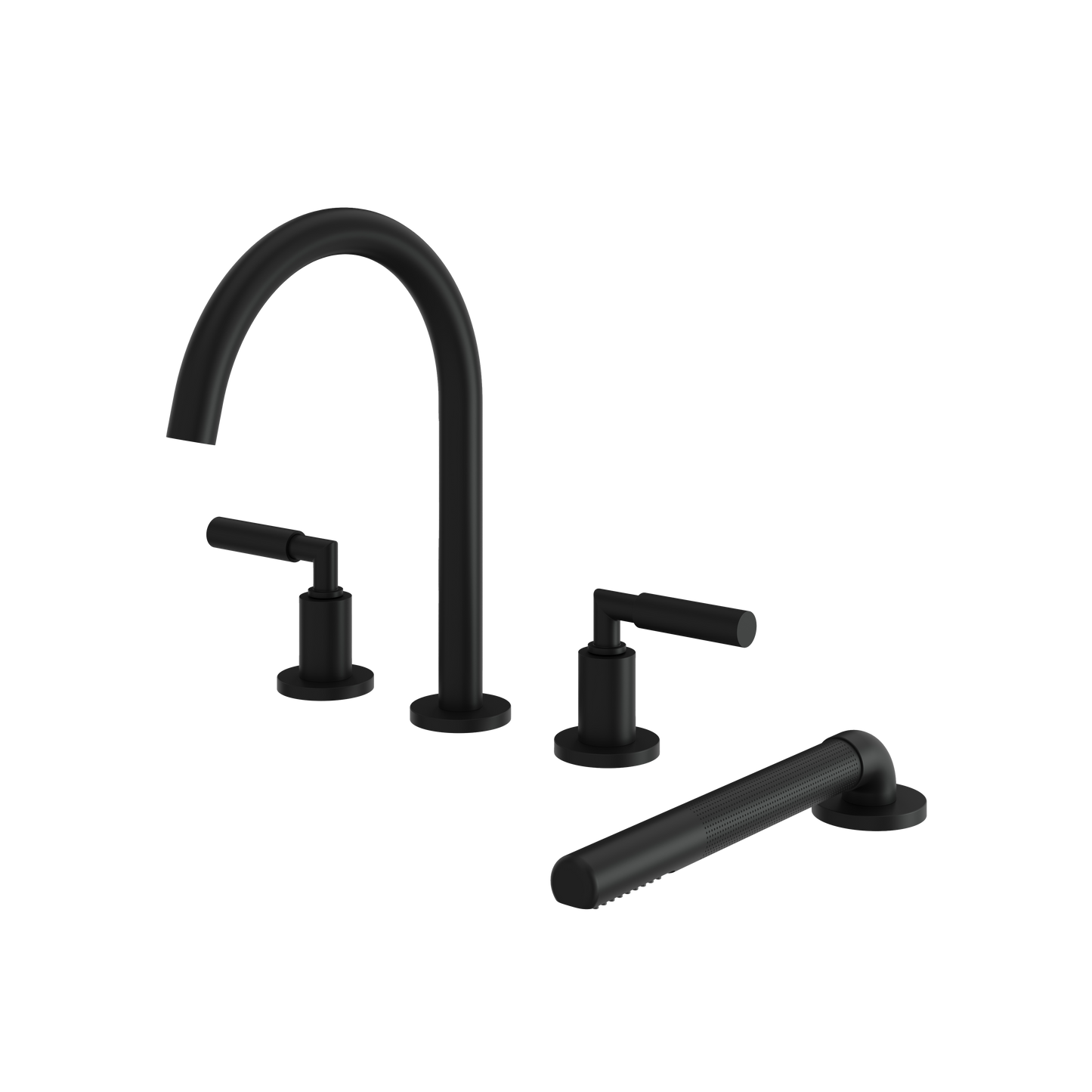 ARIA 4-PIECE DECKMOUNT TUB FILLER WITH HANDSHOWER AND 2 MIXERS