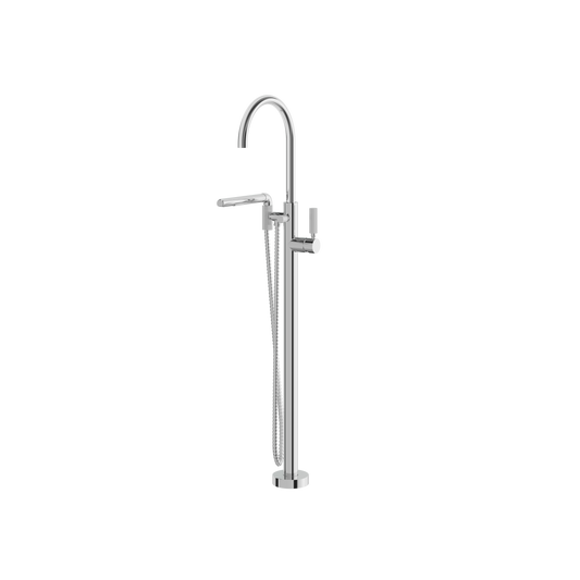 FLOORMOUNT TUB FILLER WITH HANDSHOWER