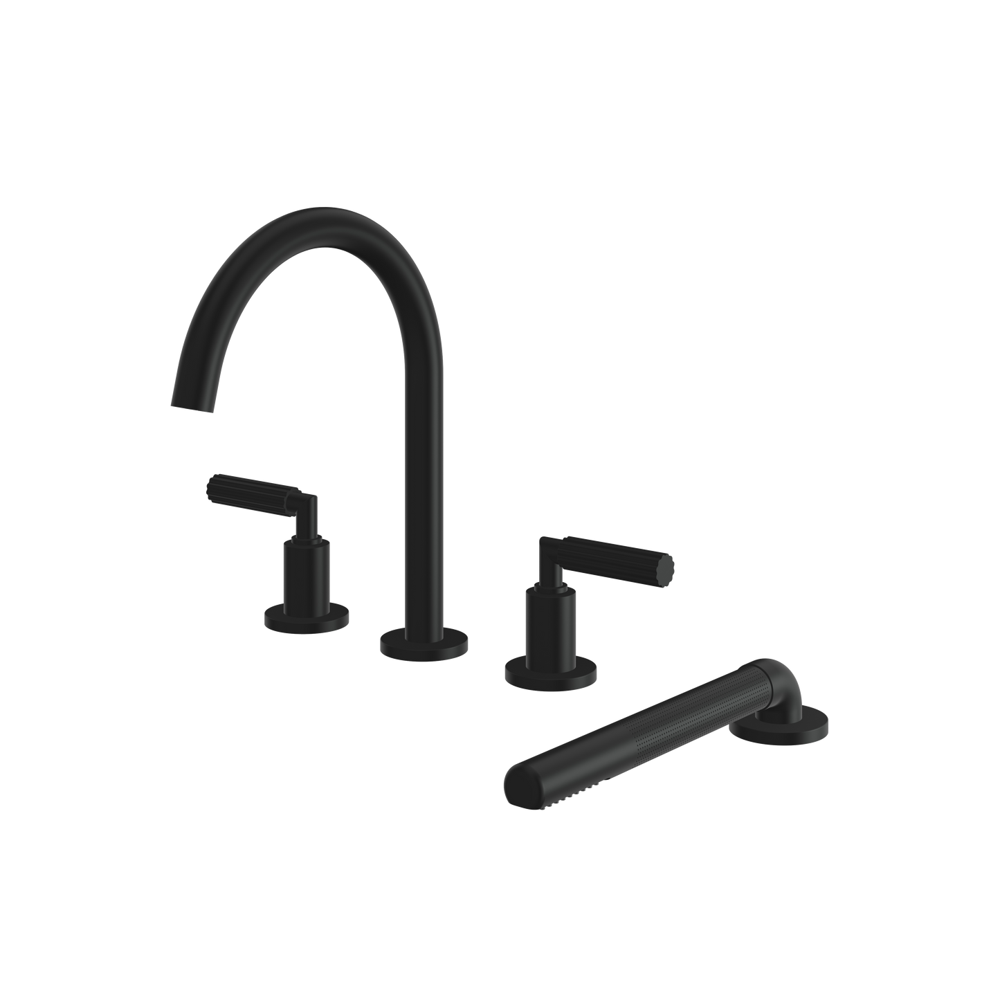 4-PIECE DECKMOUNT TUB FILLER WITH HANDSHOWER AND 2 MIXERS