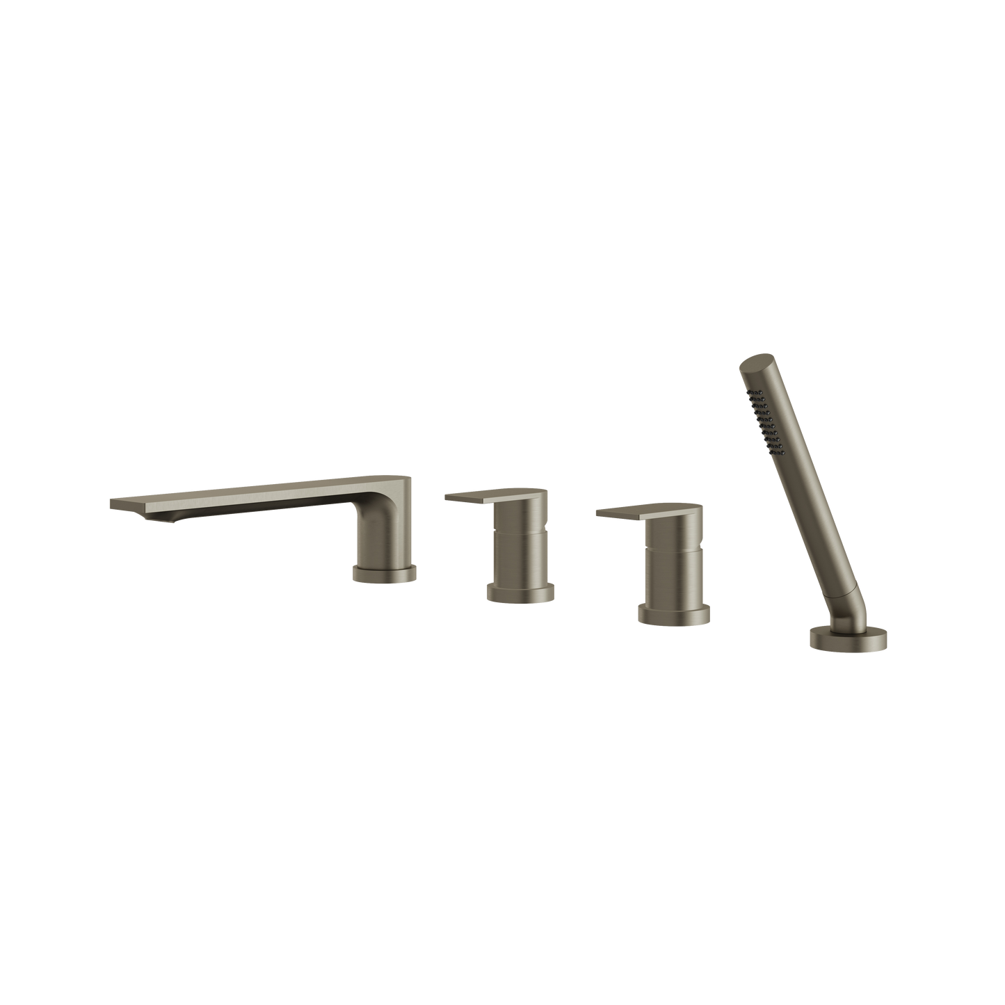 ALPHA 4-PIECE DECKMOUNT TUB FILLER WITH HANDSHOWER AND 2 MIXERS