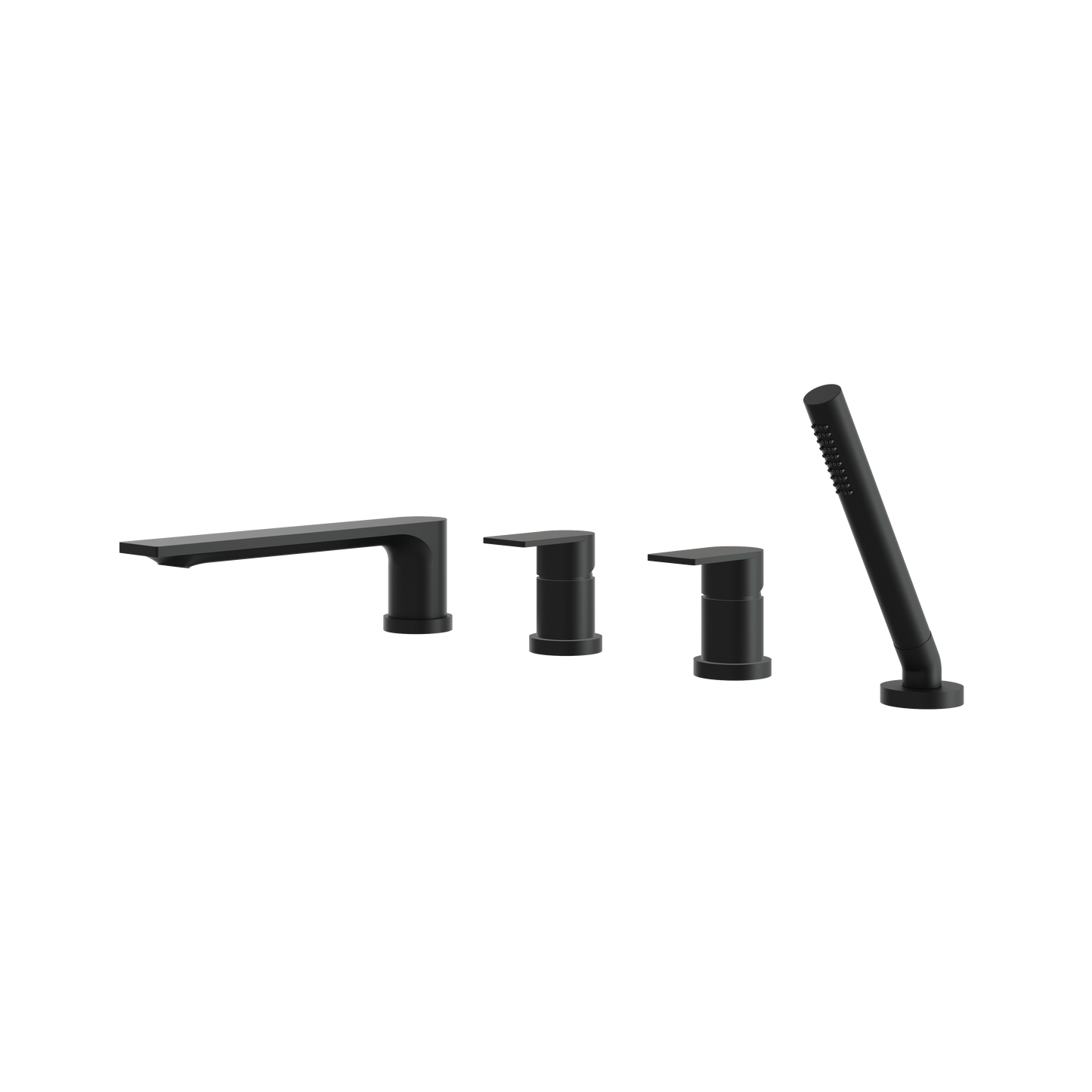 ALPHA 4-PIECE DECKMOUNT TUB FILLER WITH HANDSHOWER AND 2 MIXERS
