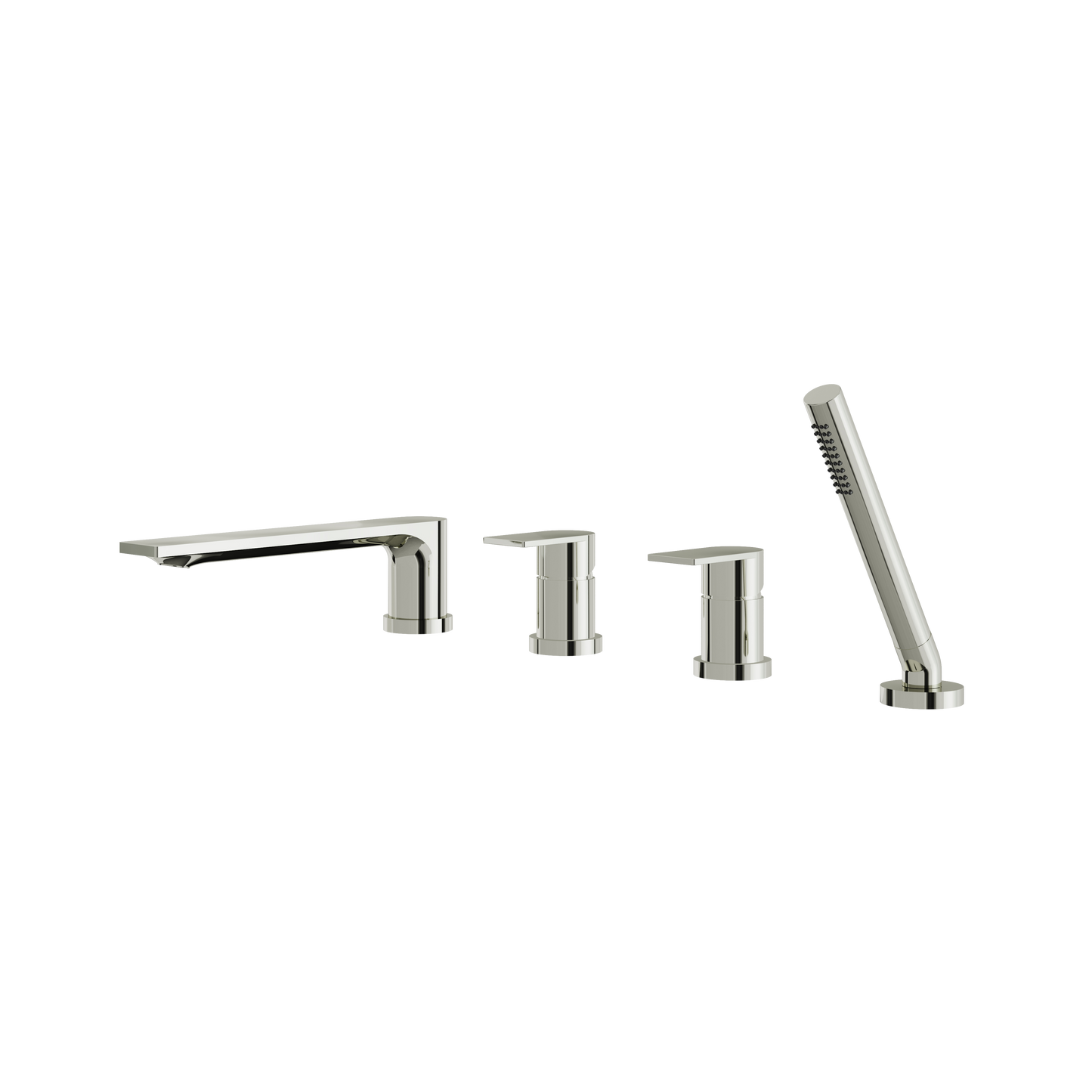 ALPHA 4-PIECE DECKMOUNT TUB FILLER WITH HANDSHOWER AND 2 MIXERS