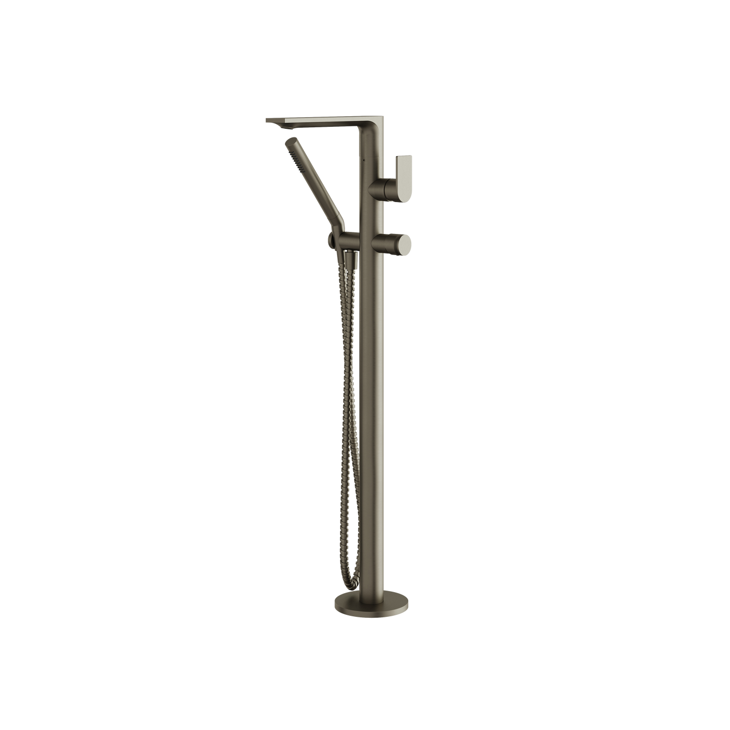 ALPHA FLOORMOUNT TUB FILLER WITH HANDSHOWER AND 2 MIXERS