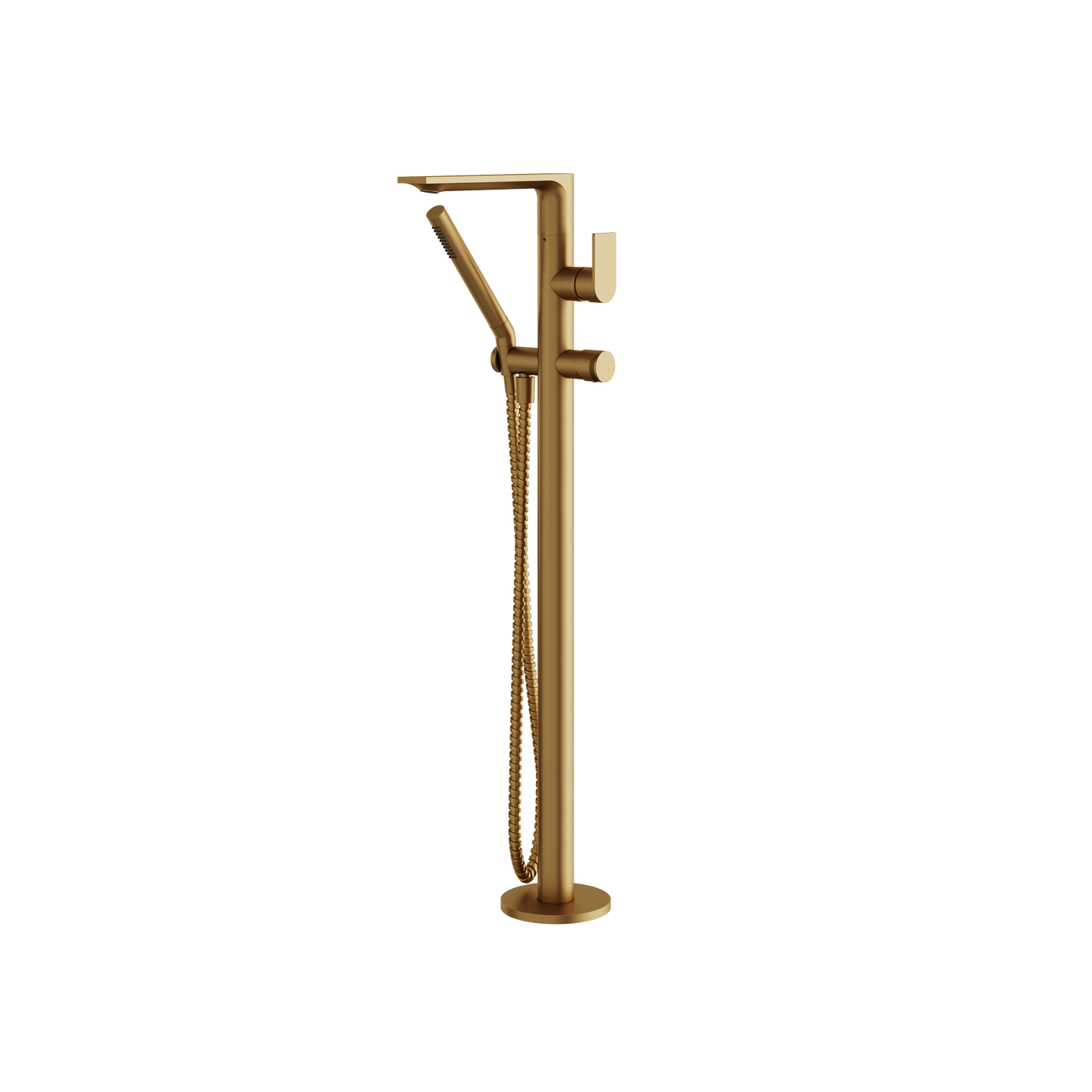 ALPHA FLOORMOUNT TUB FILLER WITH HANDSHOWER AND 2 MIXERS