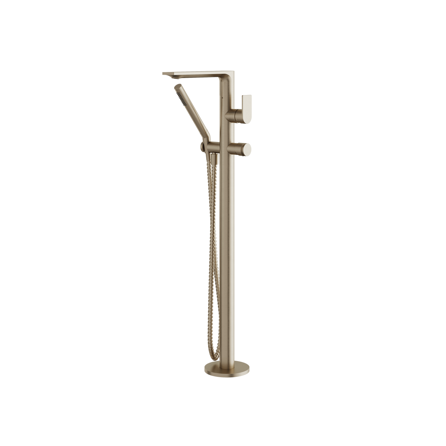 ALPHA FLOORMOUNT TUB FILLER WITH HANDSHOWER AND 2 MIXERS