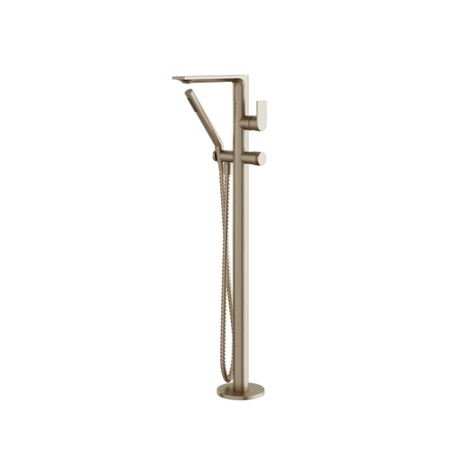 ALPHA FLOORMOUNT TUB FILLER WITH HANDSHOWER AND 2 MIXERS