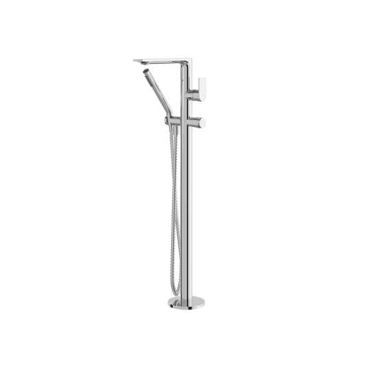 ALPHA FLOORMOUNT TUB FILLER WITH HANDSHOWER AND 2 MIXERS