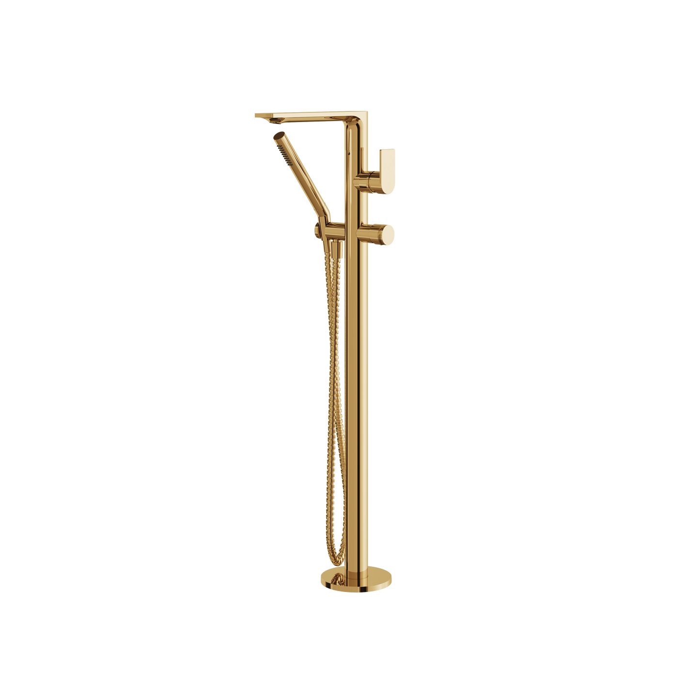 ALPHA FLOORMOUNT TUB FILLER WITH HANDSHOWER AND 2 MIXERS
