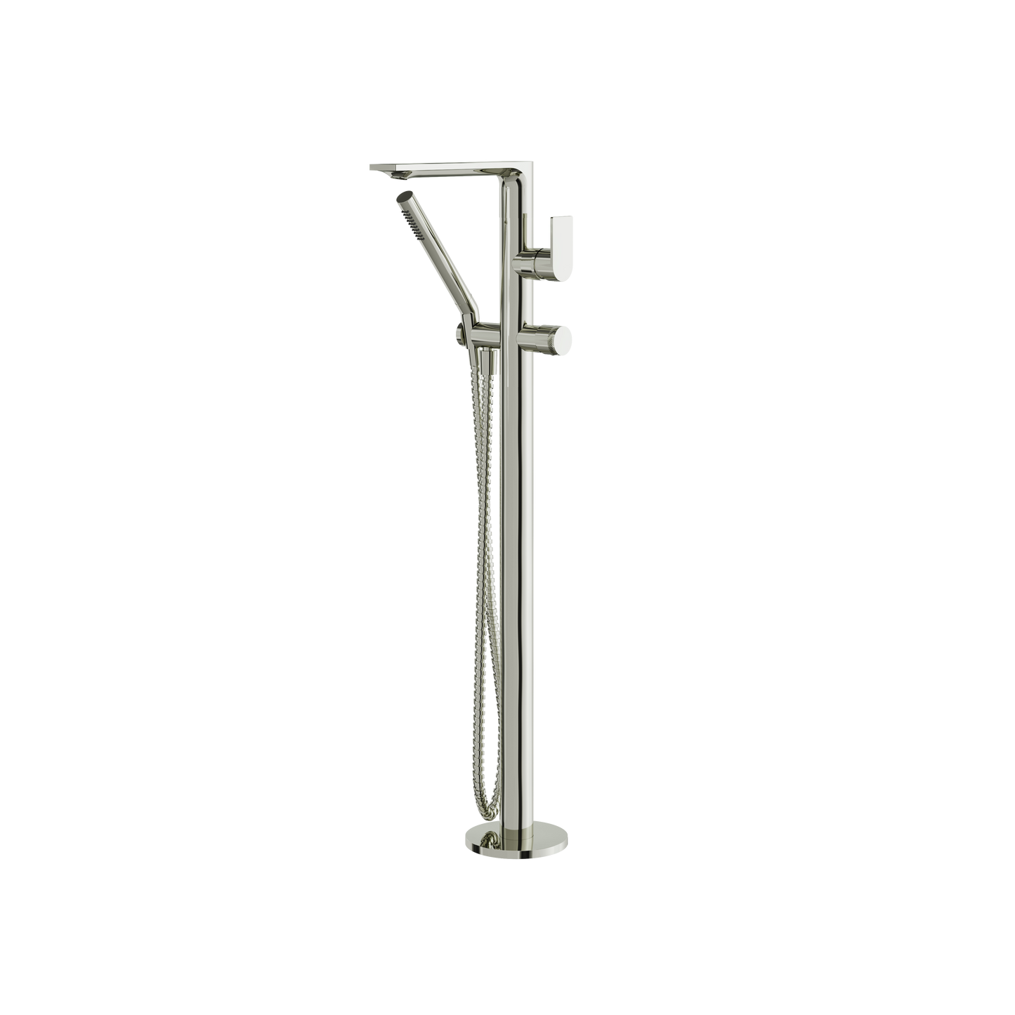 ALPHA FLOORMOUNT TUB FILLER WITH HANDSHOWER AND 2 MIXERS