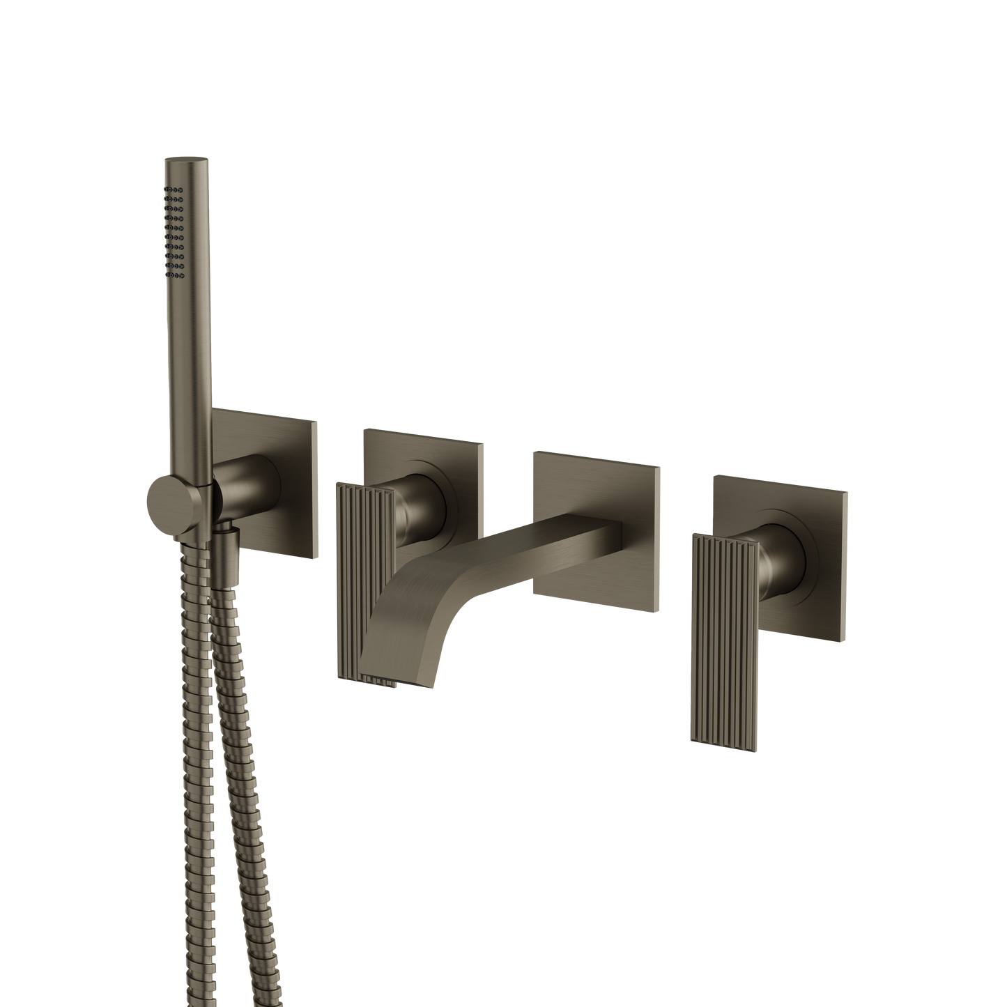 WALLMOUNT TUB FILLER WITH HANDSHOWER AND 2 MIXERS