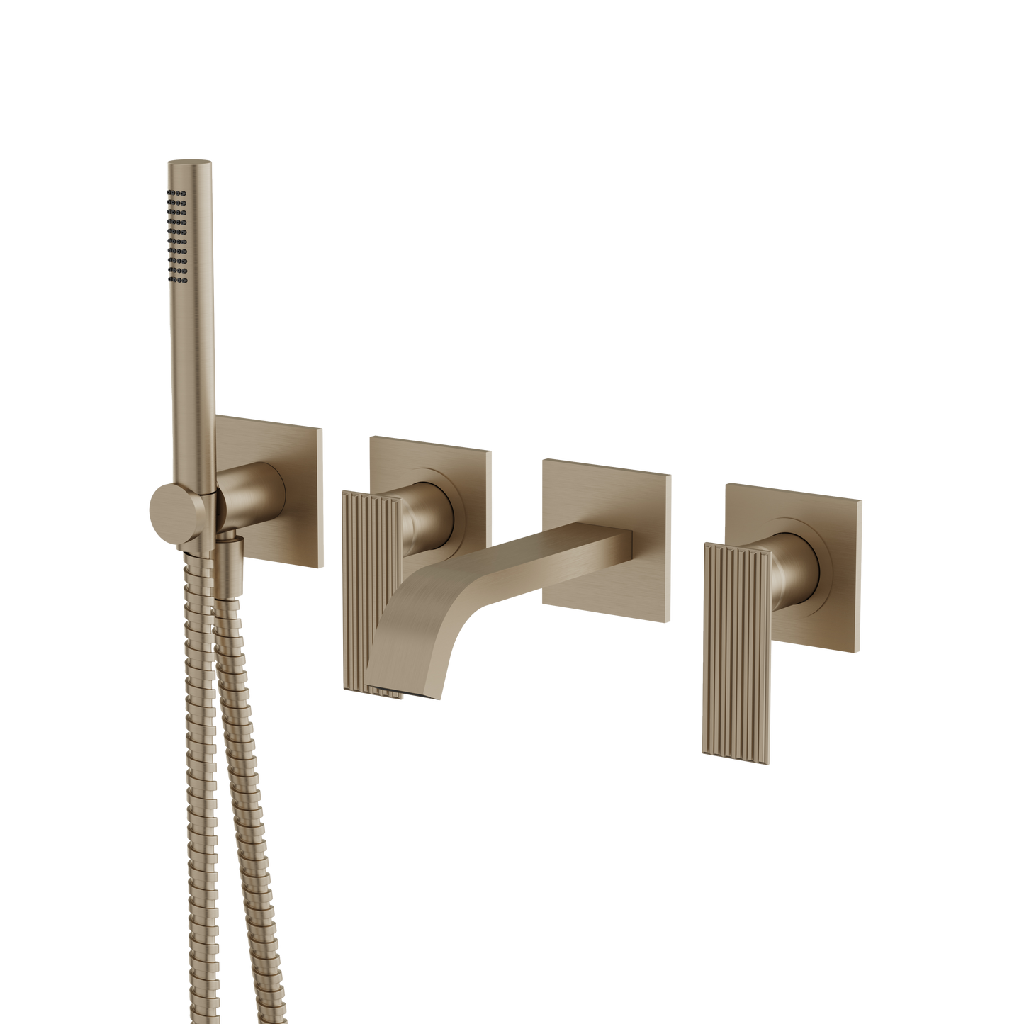 WALLMOUNT TUB FILLER WITH HANDSHOWER AND 2 MIXERS