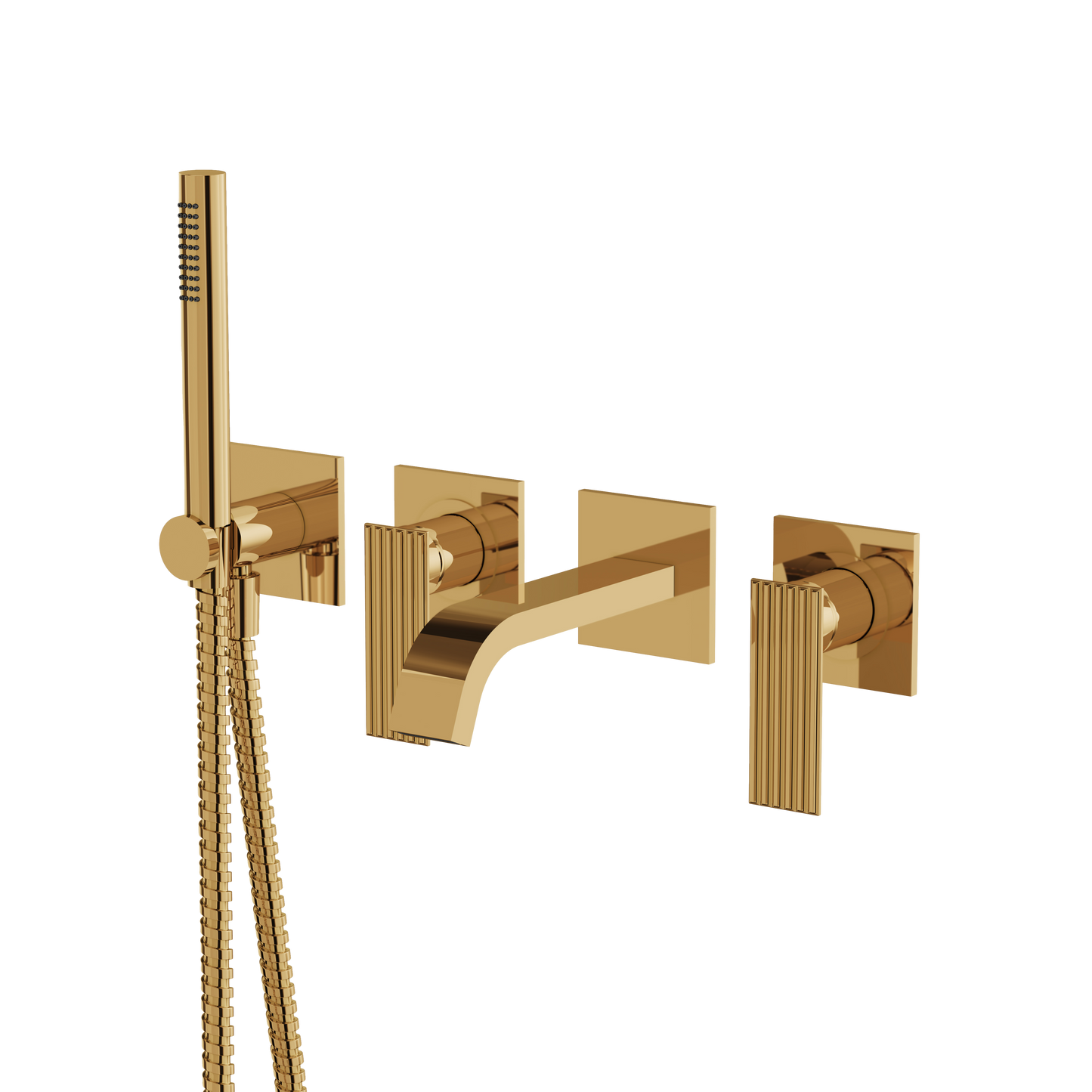 WALLMOUNT TUB FILLER WITH HANDSHOWER AND 2 MIXERS
