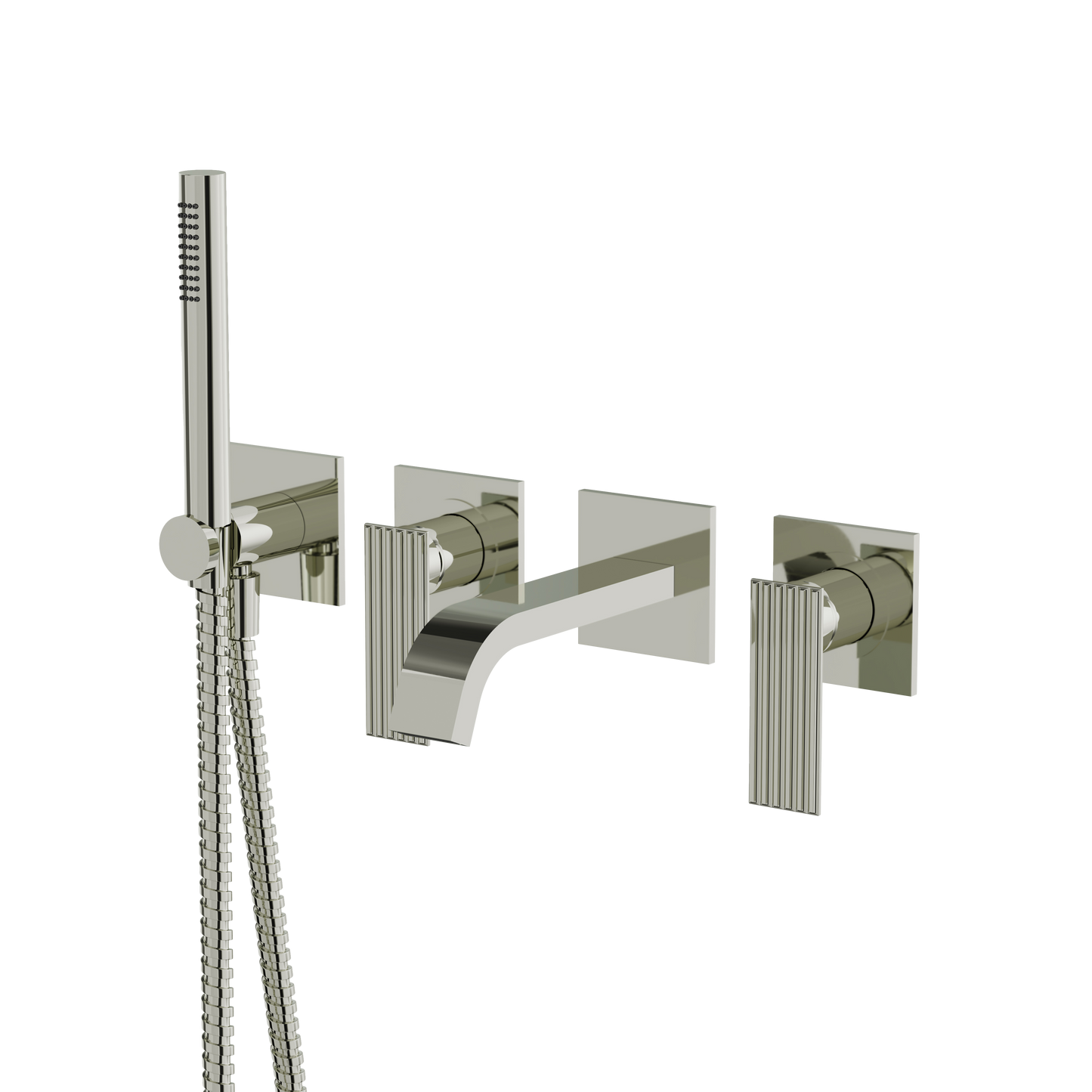WALLMOUNT TUB FILLER WITH HANDSHOWER AND 2 MIXERS