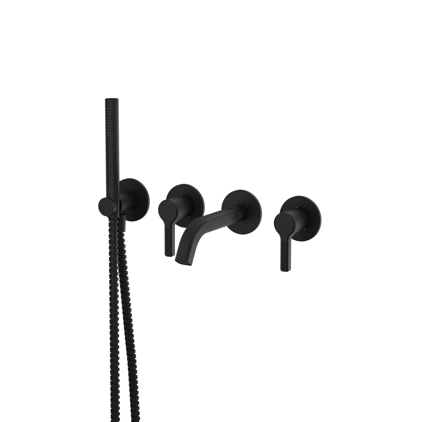 WALLMOUNT TUB FILLER WITH HANDSHOWER AND 2 MIXERS