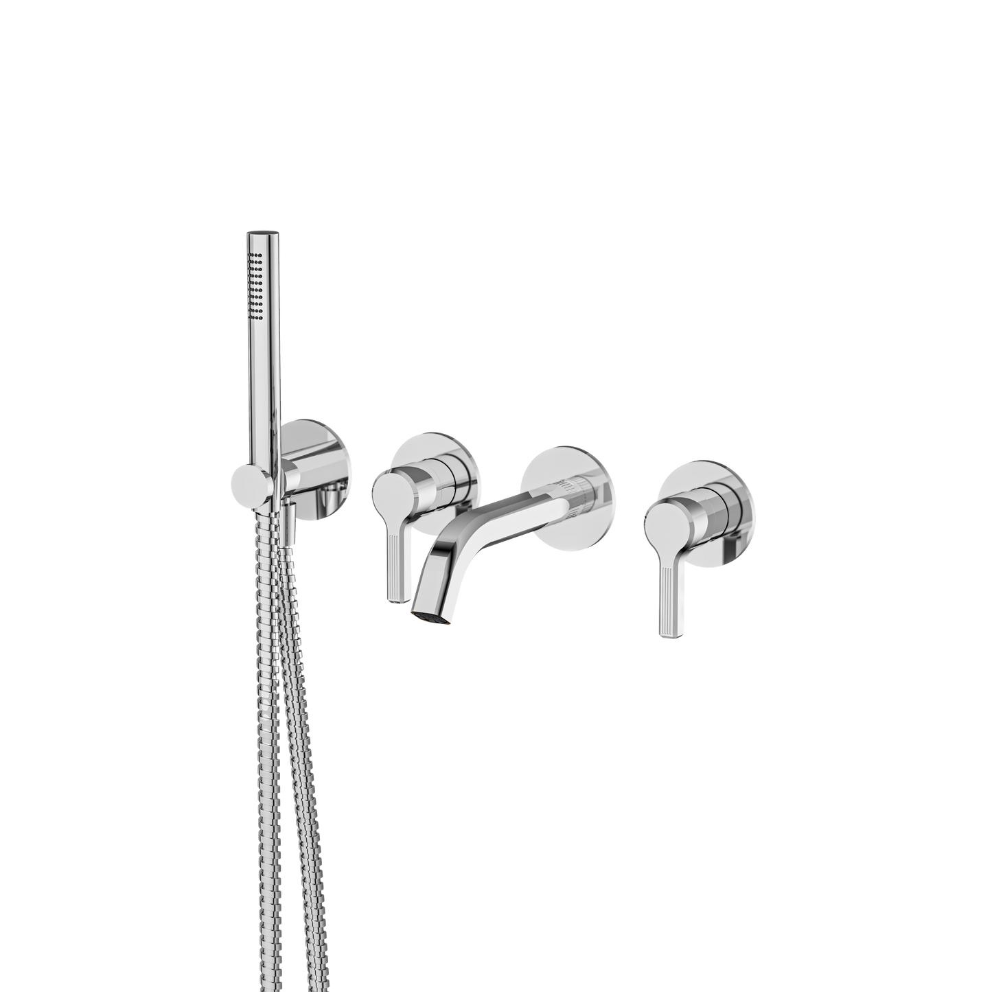 WALLMOUNT TUB FILLER WITH HANDSHOWER AND 2 MIXERS