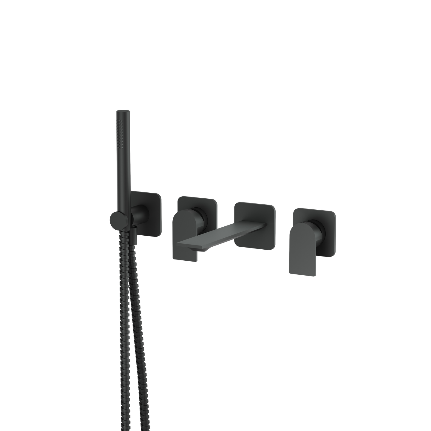 ALPHA WALLMOUNT TUB FILLER WITH HANDSHOWER AND 2 MIXERS