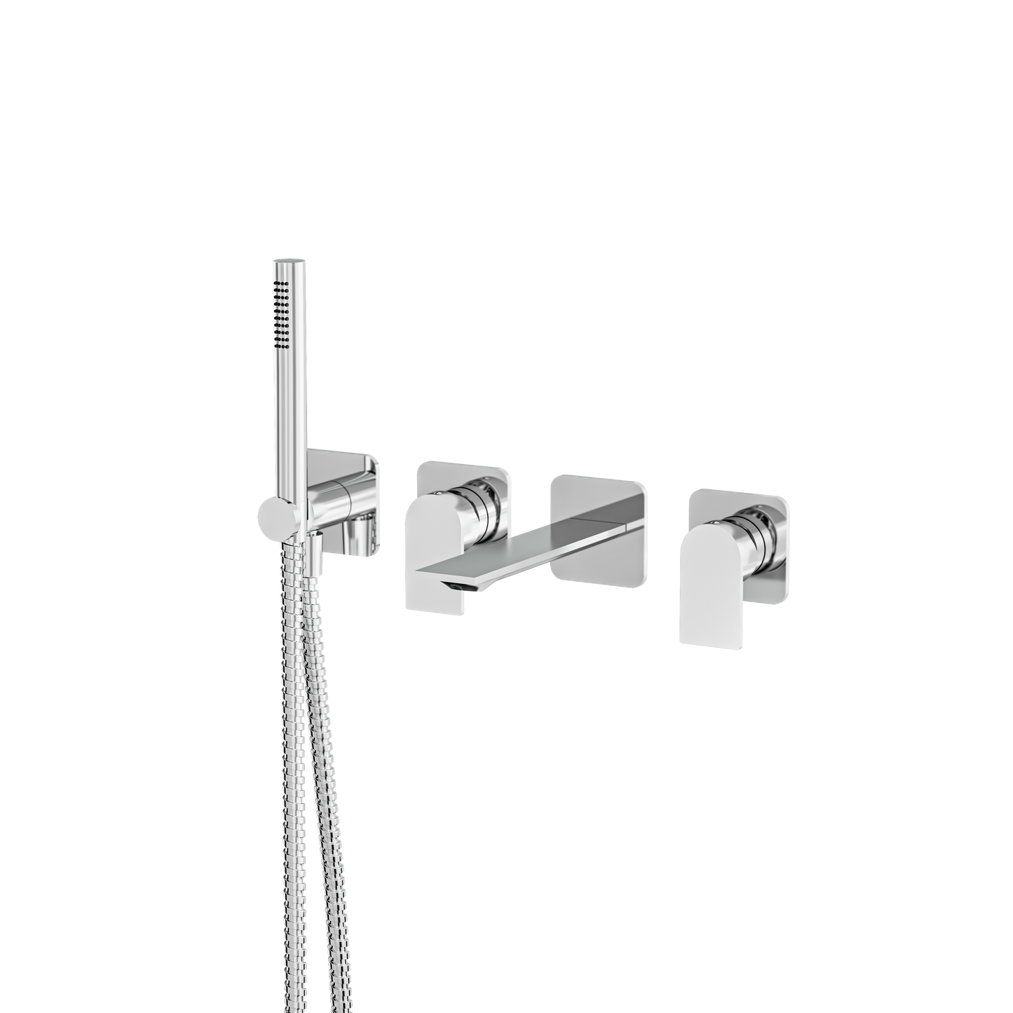 ALPHA WALLMOUNT TUB FILLER WITH HANDSHOWER AND 2 MIXERS