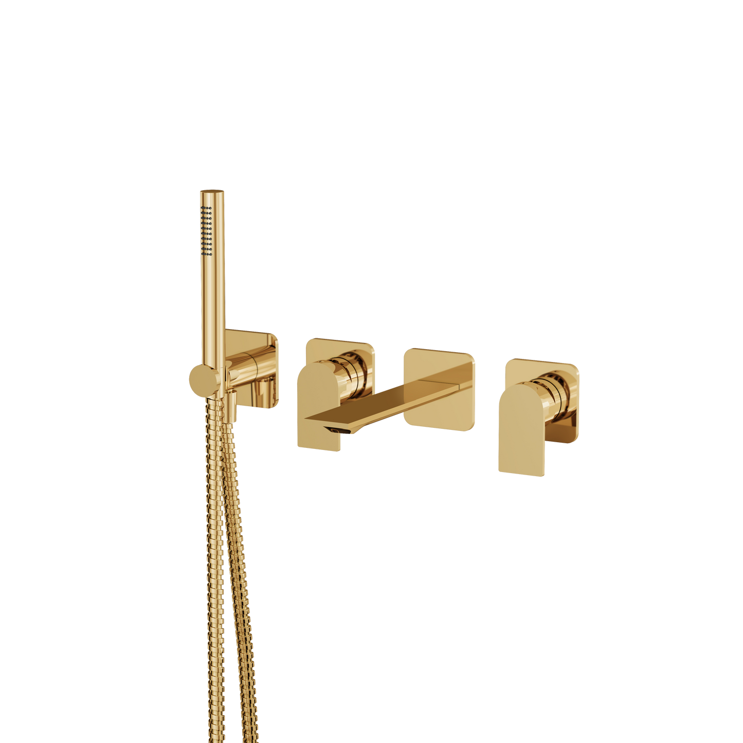 ALPHA WALLMOUNT TUB FILLER WITH HANDSHOWER AND 2 MIXERS
