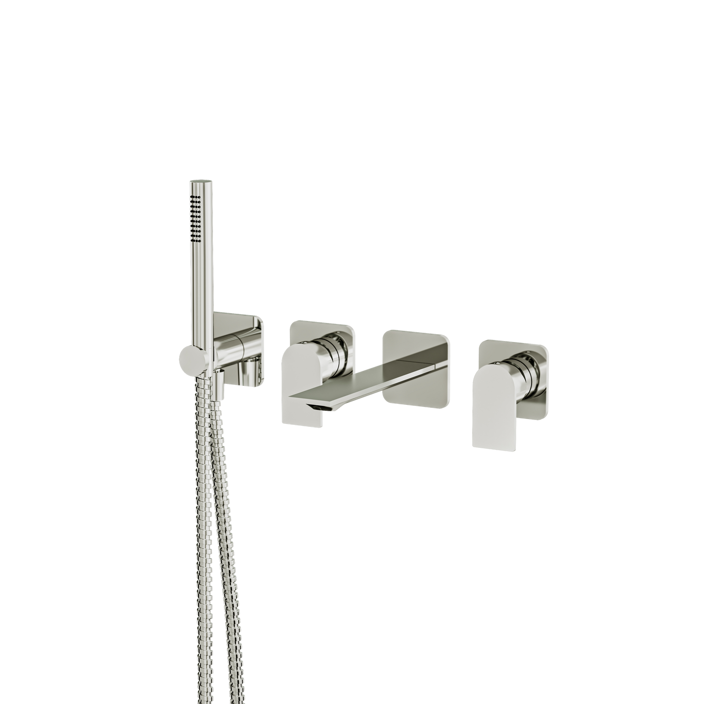 ALPHA WALLMOUNT TUB FILLER WITH HANDSHOWER AND 2 MIXERS