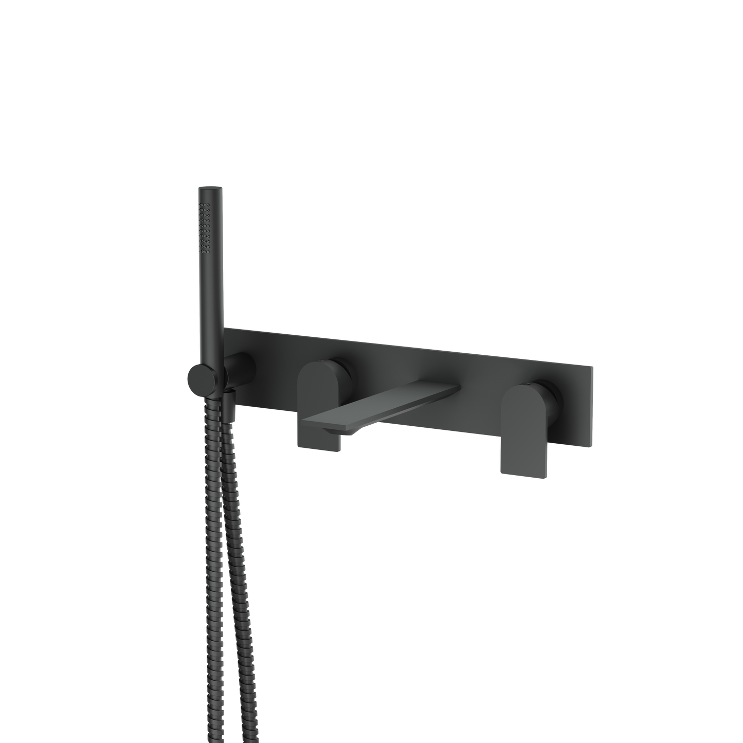 ALPHA WALLMOUNT TUB FILLER WITH HANDSHOWER AND 2 MIXERS