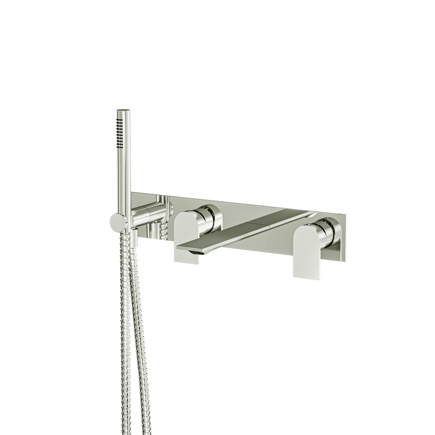 ALPHA WALLMOUNT TUB FILLER WITH HANDSHOWER AND 2 MIXERS