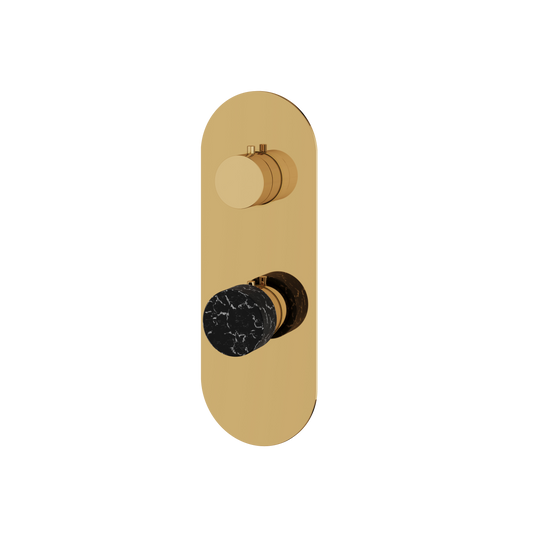 ROUND TRIM SET WITH 3-WAY NON-SHARED DIVERTER FOR THERMOSTATIC VALVE