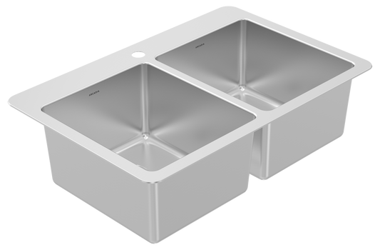 ZOMODO ARC200T-5 33" 50/50 Dbl Sink-TM Tap Ledge, 16ga, R20, 5-PACK