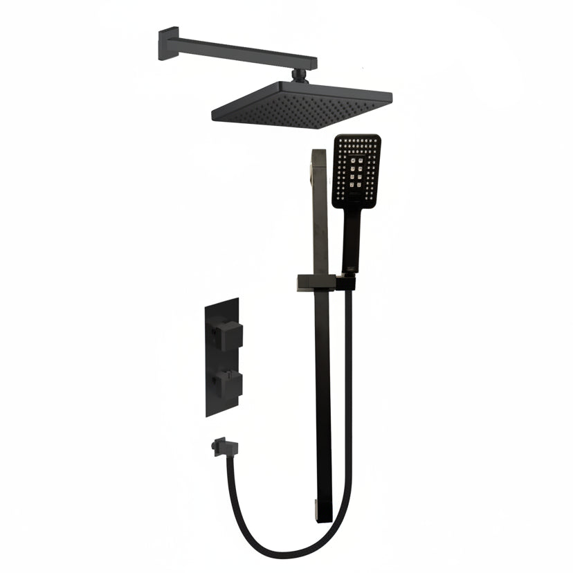 Aquadesign X111MB Matte Black Shower Kit – Thermostatic Shower System