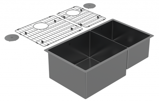 ZOMODO CAC457D3 31" 60/40 Dbl Sink - UM, 16ga, R10 (Inc. Grids & Drain Covers)