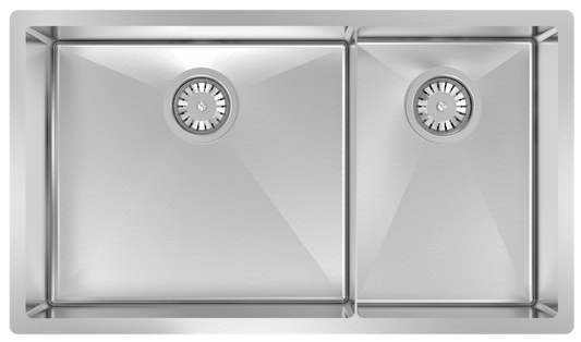 ZOMODO CAC457D3 31" 60/40 Dbl Sink - UM, 16ga, R10 (Inc. Grids & Drain Covers)