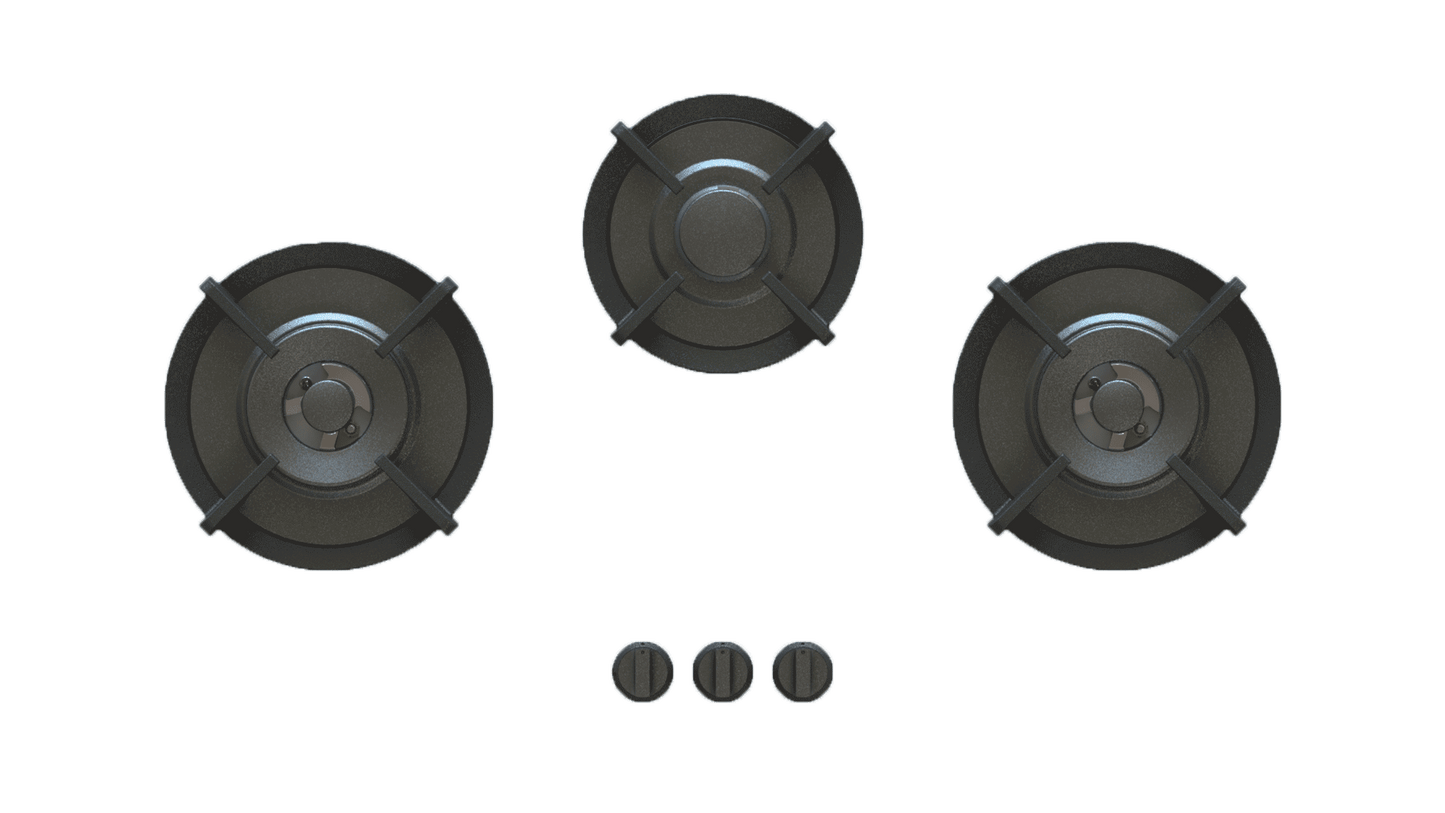 PITT COLO COLO3BT-NG, 3-Burner, Top Mounted Control Knobs, BLACK Edition Burners, Natural Gas