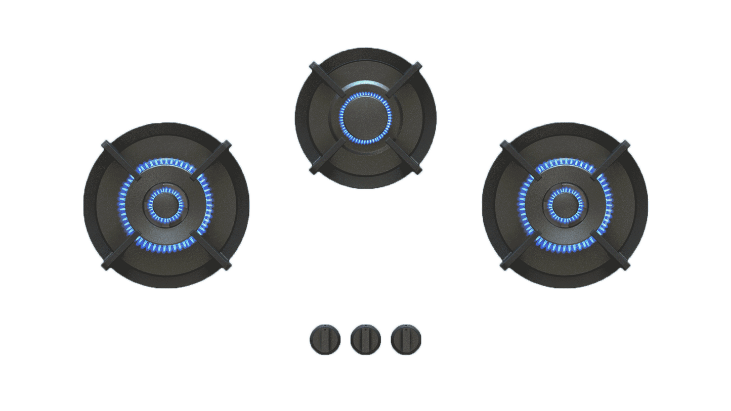 PITT COLO COLO3BT-NG, 3-Burner, Top Mounted Control Knobs, BLACK Edition Burners, Natural Gas