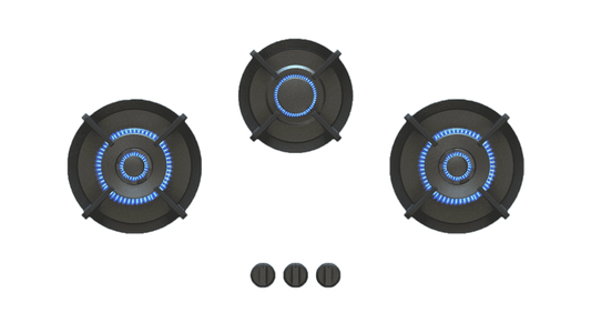 PITT COLO COLO3PT-NG, 3-Burner, Top Mounted Control Knobs, PRO Brass Burners, Natural Gas