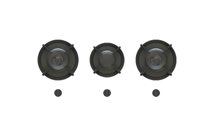 PITT CUSIN CUSIN3BT-NG, 3-Burner, Top Mounted Control Knobs,  BLACK  Burners, Natural Gas