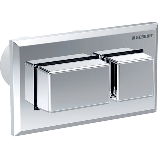 GEBERIT 116.054.21.1 Remote Flush Actuation, Square Design, Pneumatic, For Dual Flush, For Sigma Concealed Cistern 8 Cm, Concealed Actuator, Protruding