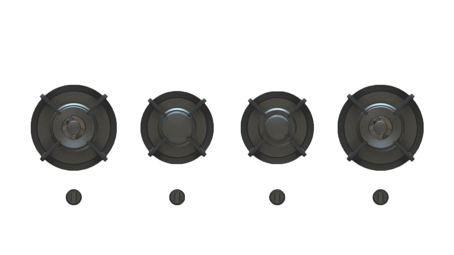 PITT DANAU DANAU4PT-NG, 4-Burner, Top Mounted Control Knobs, PRO Brass Burners, Natural Gas